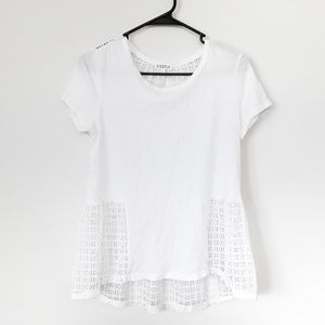 Claudie Pierlot | Cotton Peplum Lace Top in White